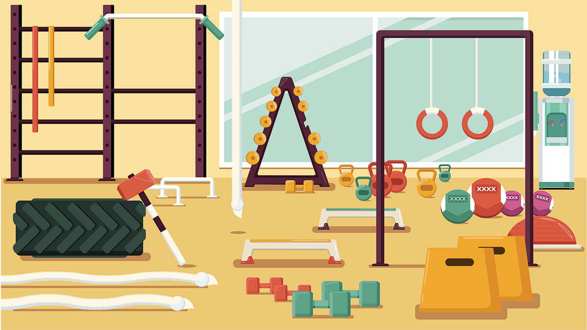 cartoon image of a gym